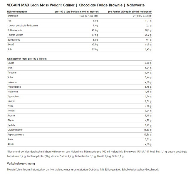 ProFuel VEGAIN MAX Gainer 3kg Chocolate Hazelnut | ROUGHBULL FITNESS