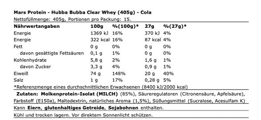 Hubba Bubba Clear Whey 405g Cola | ROUGHBULL FITNESS