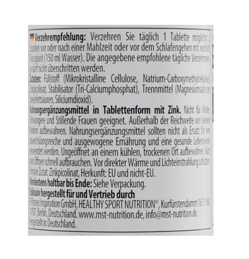 MST - Healthy Zinc Picolinate 60 Tabletten | ROUGHBULL FITNESS