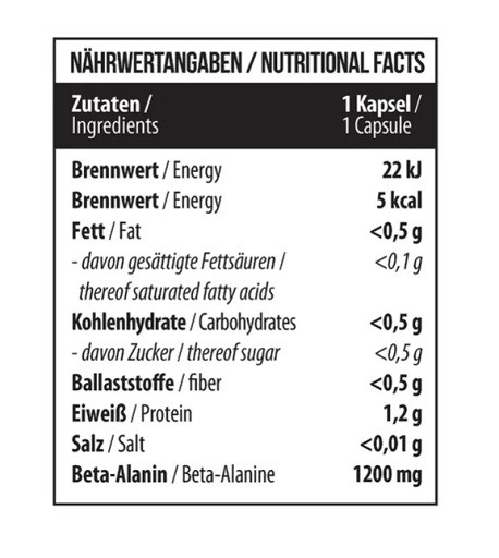 MST - Beta Alanine 1200mg 60 Kapseln | ROUGHBULL FITNESS