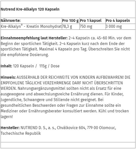 Nutrend Kre-Alkalyn 120 Caps | ROUGHBULL FITNESS
