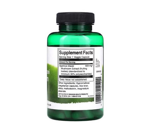 Swanson Agaricus Blazei Pilzextrakt - 500 mg 90 Kapseln | ROUGHBULL FITNESS