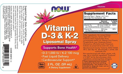 Now - Vitamin D-3 & K2 Liposomal Spray | ROUGHBULL FITNESS