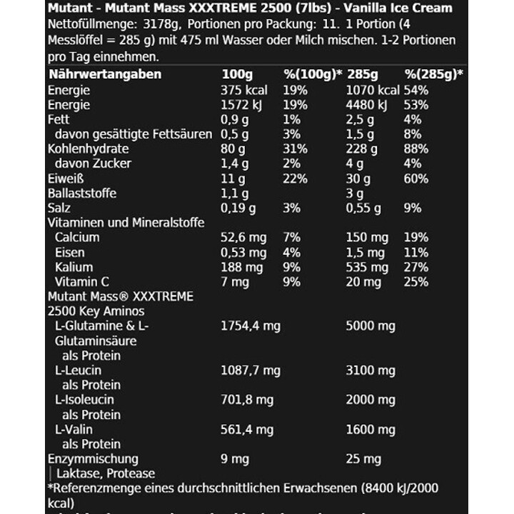 Mutant Mass XXXTREME 2500 - 2,72 kg | ROUGHBULL FITNESS