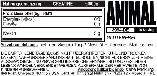 Universal Animal Creatine Powder 500g | ROUGHBULL FITNESS