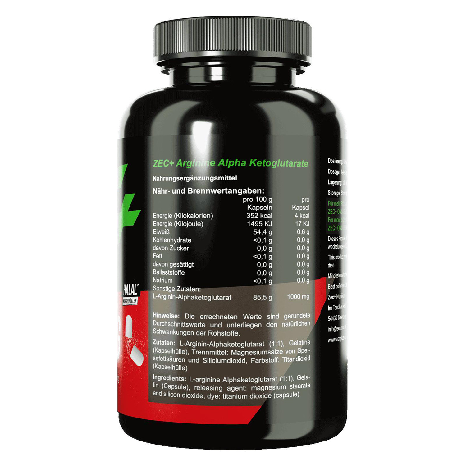 Zec+ Arginine AKG - 180 Kapseln | ROUGHBULL FITNESS