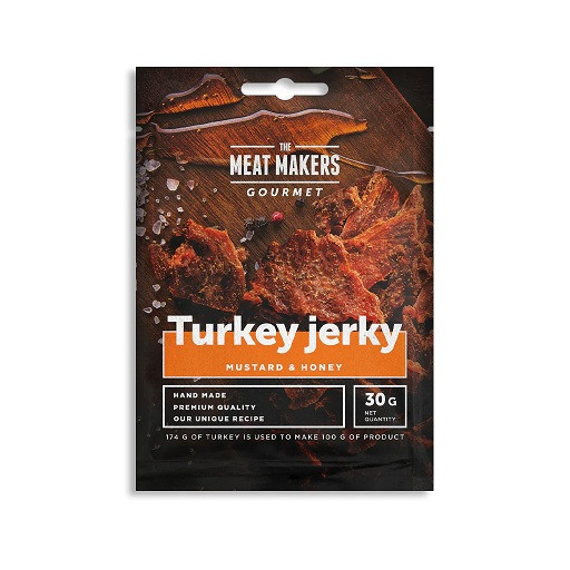 The Meat Makers Gourmet Turkey Jerky 15x30g Mustard & Honey | ROUGHBULL FITNESS