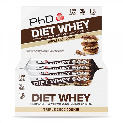 PhD Nutrition Diet Whey Bar 12x 65g Triple Choc Cookie | ROUGHBULL FITNESS