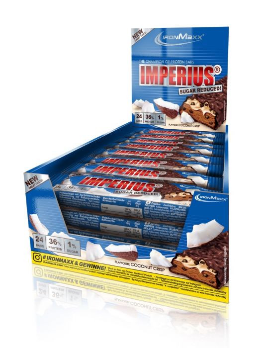 IronMaxx Imperius Sugar Reduced Protein Bar - 24x 45g Erdnuss Karamell | ROUGHBULL FITNESS
