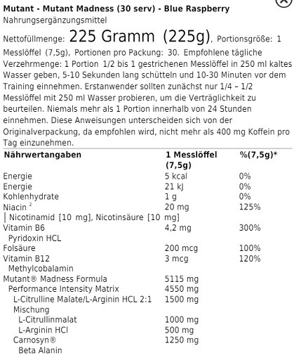 Mutant Madness 225g (30 Serv.) Pineapple Passion | ROUGHBULL FITNESS