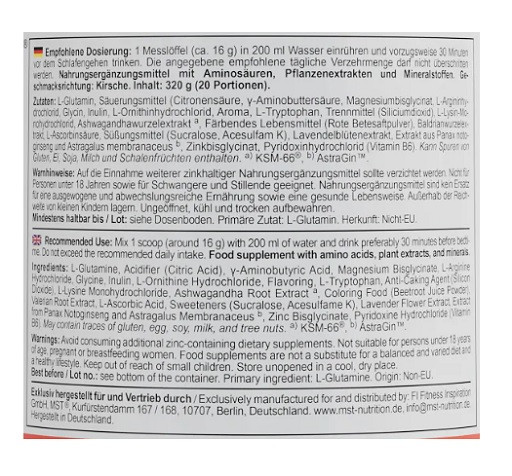 MST - Good Night Sleep Formula 320g Cherry | ROUGHBULL FITNESS