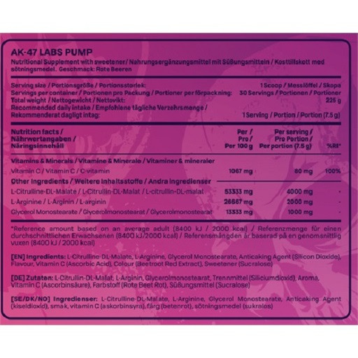 AK47 Labs Pump 225 g Lemon Lime | ROUGHBULL FITNESS