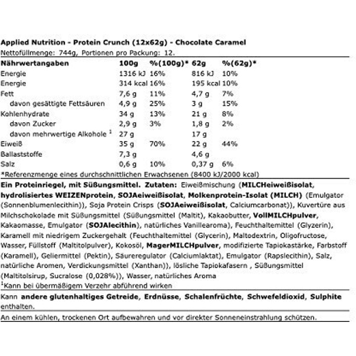 Applied Protein Crunch Bar 12 x 62g