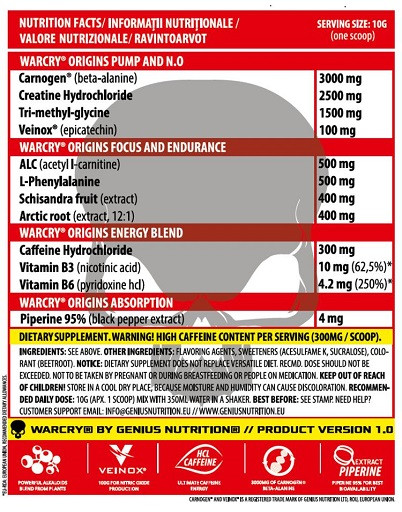 Genius Nutrition - Warcry Origins 300g Strawberry Citrus | ROUGHBULL FITNESS