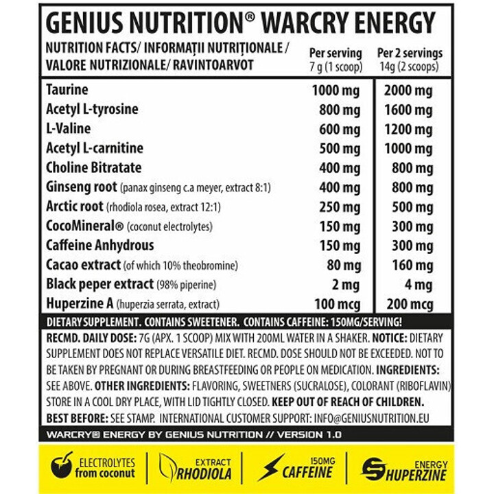 Genius Nutrition - Warcry Energy 300g | ROUGHBULL FITNESS