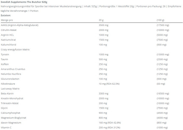 Swedish Supplements The Butcher 525 g Battlefield Red | ROUGHBULL FITNESS