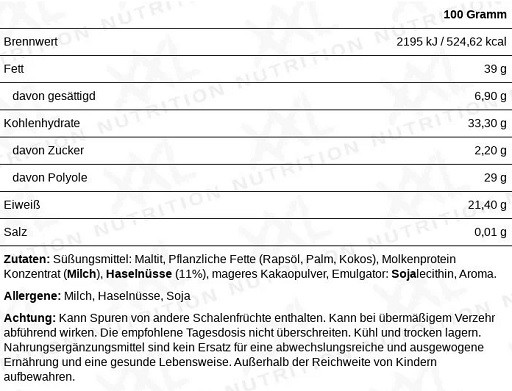 XXL Nutrition Delicious Protein Spread Schokolade Haselnuss 350g | ROUGHBULL FITNESS