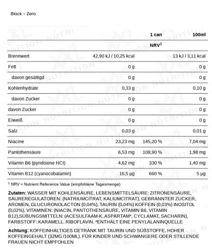 XXL Nutrition Energize! Energy Drink 6x330ml White Zero | ROUGHBULL FITNESS