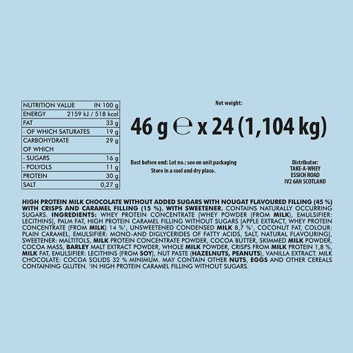 Take-a-Whey High protein Bar - 24x46g Peanut & Caramel | ROUGHBULL FITNESS