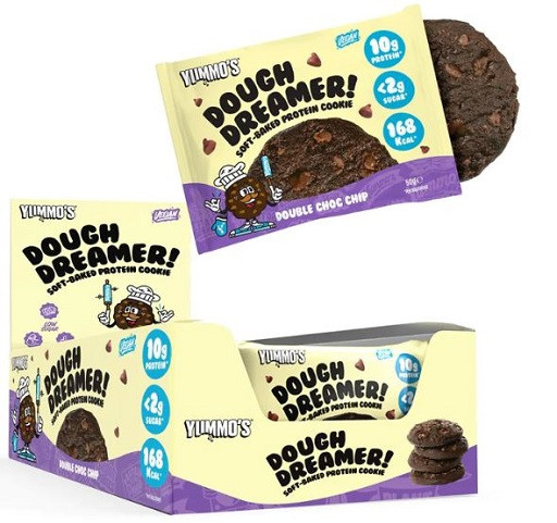 Yummo's Dough Dreamer VEGAN Protein Cookie 12x50g Double Choc Chip | ROUGHBULL FITNESS