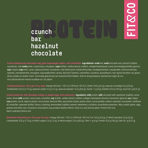 Fit & Co Crunch Bar 10x55g Hazelnut Chocolate | ROUGHBULL FITNESS