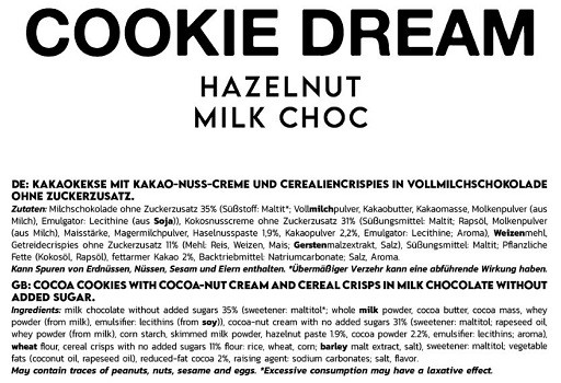 INLEAD Cookie Dream Hazelnut 128g Milk Choc | ROUGHBULL FITNESS