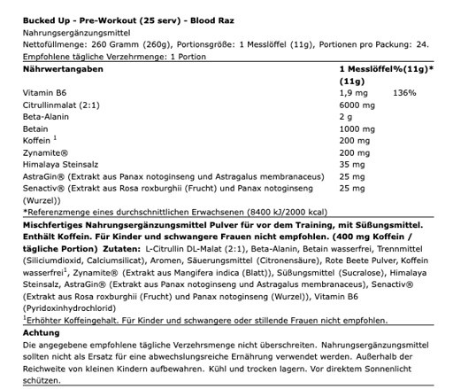 Bucked Up Pre-Workout 260g (25 Serv.) Killa OJ | ROUGHBULL FITNESS