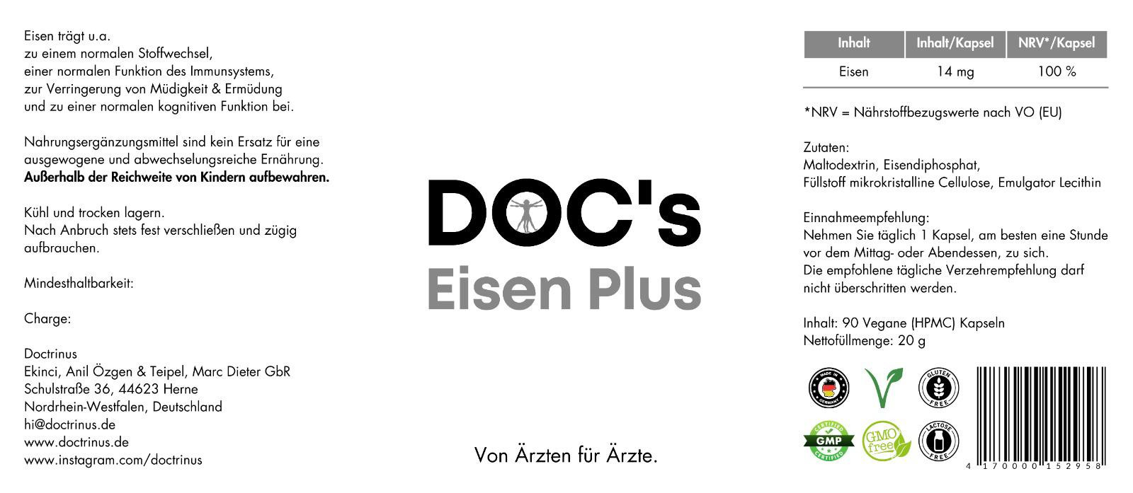 DOCs Eisen Plus - 90 Kapseln | ROUGHBULL FITNESS