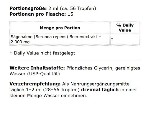 Natures Best Saw Palmetto Extrakt - 2000mg 30ml | ROUGHBULL FITNESS