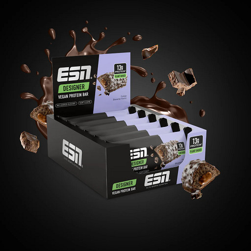 ESN Designer Vegan Protein Bar Box 12x55g Fudge Brownie | ROUGHBULL FITNESS