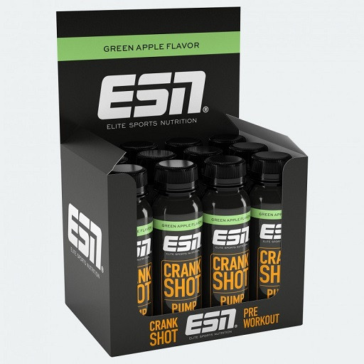 ESN Crank Pump Shot 12x 95ml Green Apple | ROUGHBULL FITNESS