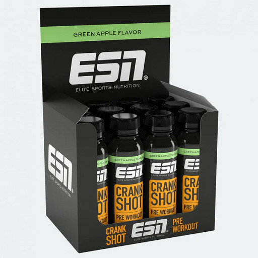 ESN Crank Shot Pre Workout 12x 95ml Green Apple | ROUGHBULL FITNESS
