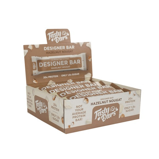 ESN Tasty Bars Designer Bar Box, 12x60g Riegel Hazelnut Nougat | ROUGHBULL FITNESS