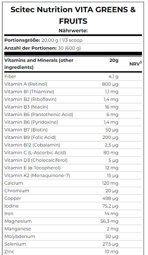 Scitec Vita Greens & Fruits 600g Birne Zitronengras | ROUGHBULL FITNESS
