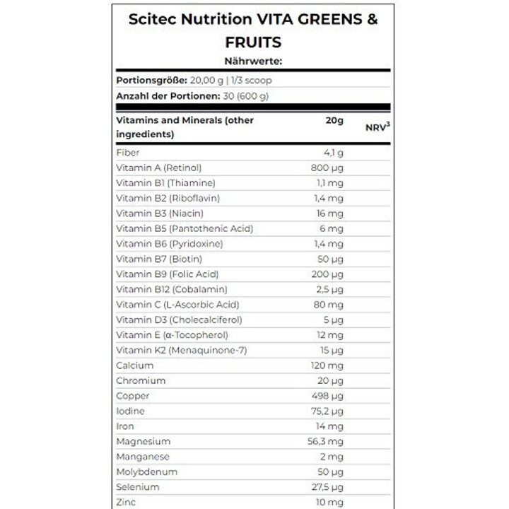 Scitec Vita Greens & Fruits 600g