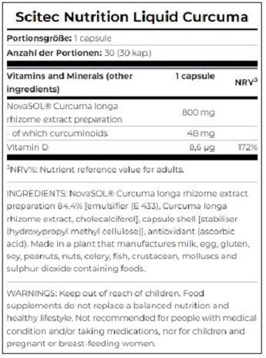 Scitec Liquid Curcuma 30 Kapseln | ROUGHBULL FITNESS