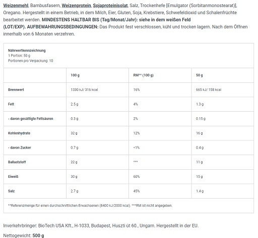BioTech Protein Pizza 500g Vollkorn  | ROUGHBULL FITNESS