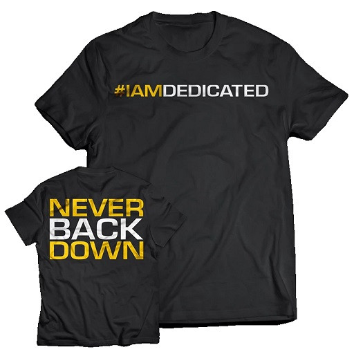 Dedicated T-Shirt "NEVER BACK DOWN" XXL | ROUGHBULL FITNESS