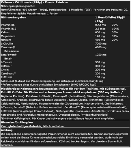 Cellucor C4 ULTIMATE 20 Serv. 496g Lemon Twist | ROUGHBULL FITNESS