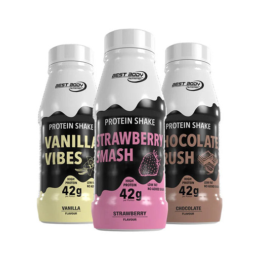 Best Body Protein Shake RTD 8x 500ml PET Flasche Strawberry Smash | ROUGHBULL FITNESS