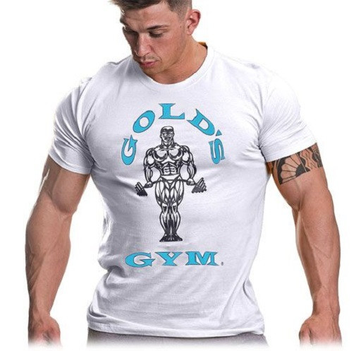 Golds Gym GGTS002 T-Shirt Muscle Joe - White/Blue M | ROUGHBULL FITNESS
