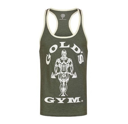 Golds Gym GGVST004 Stringer Joe Contrast - Army/Cream XL | ROUGHBULL FITNESS