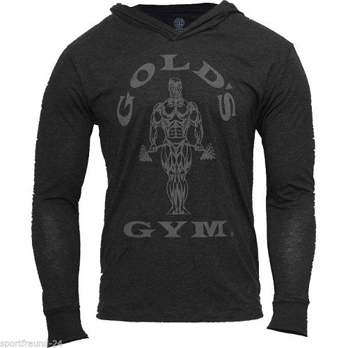 Gold´s Gym Muscle Joe Longsleeve Hoodie - vintage schwarz S | ROUGHBULL FITNESS