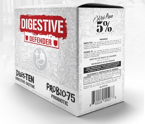 Rich Piana 5% Nutrition DIGESTIVE DEFENDER - 1x Diges-Ten 60 Kapseln & 1x Probio-75 60 Kapseln | ROUGHBULL FITNESS
