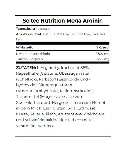 Scitec Mega Arginine 90 Kapsel | ROUGHBULL FITNESS