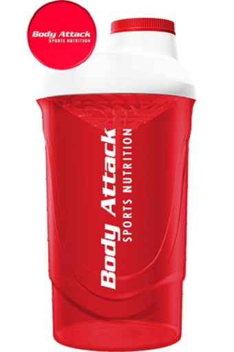 Body Attack Shaker 600ml Rot-Transparent | ROUGHBULL FITNESS