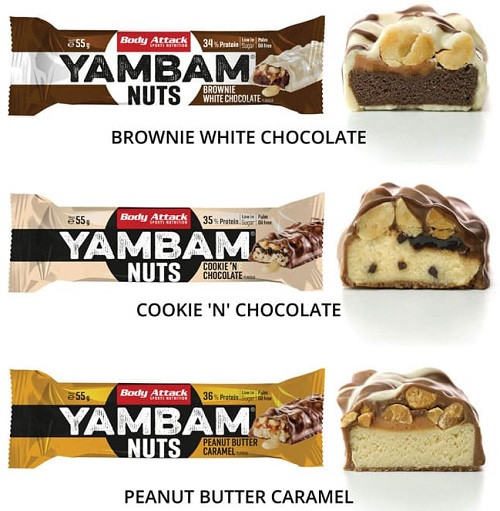 Body Attack YAMBAM NUTS Protein Riegel (15x55g) Cookie´n Chocolate | ROUGHBULL FITNESS
