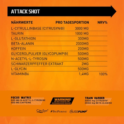 Body Attack Attack Shot 20 x 60ml Grapefruit | ROUGHBULL FITNESS