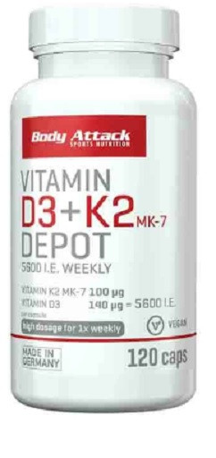 Body Attack Vitamin D3+K2 120 caps | ROUGHBULL FITNESS