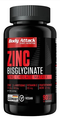 Body Attack Zink Bisglycinate 90 Kapseln | ROUGHBULL FITNESS